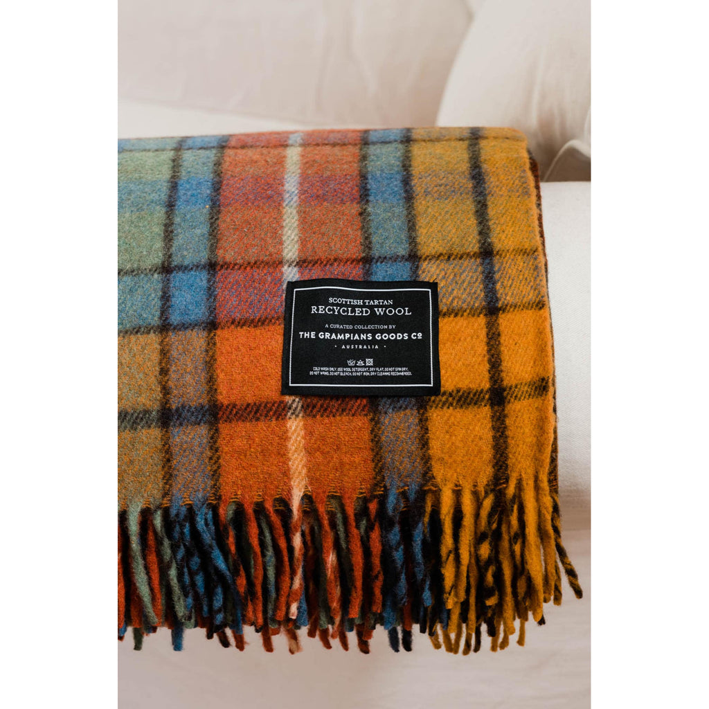 The Grampians Goods Co Recycled Wool Scottish Tartan Blankets - Autumn