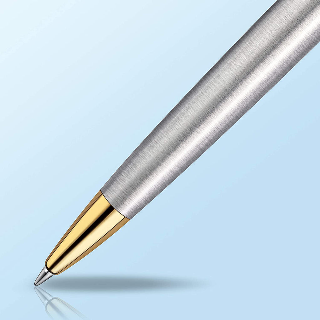 Waterman Hemisphere Stainless Steel Gold Trim Ballpoint Pen