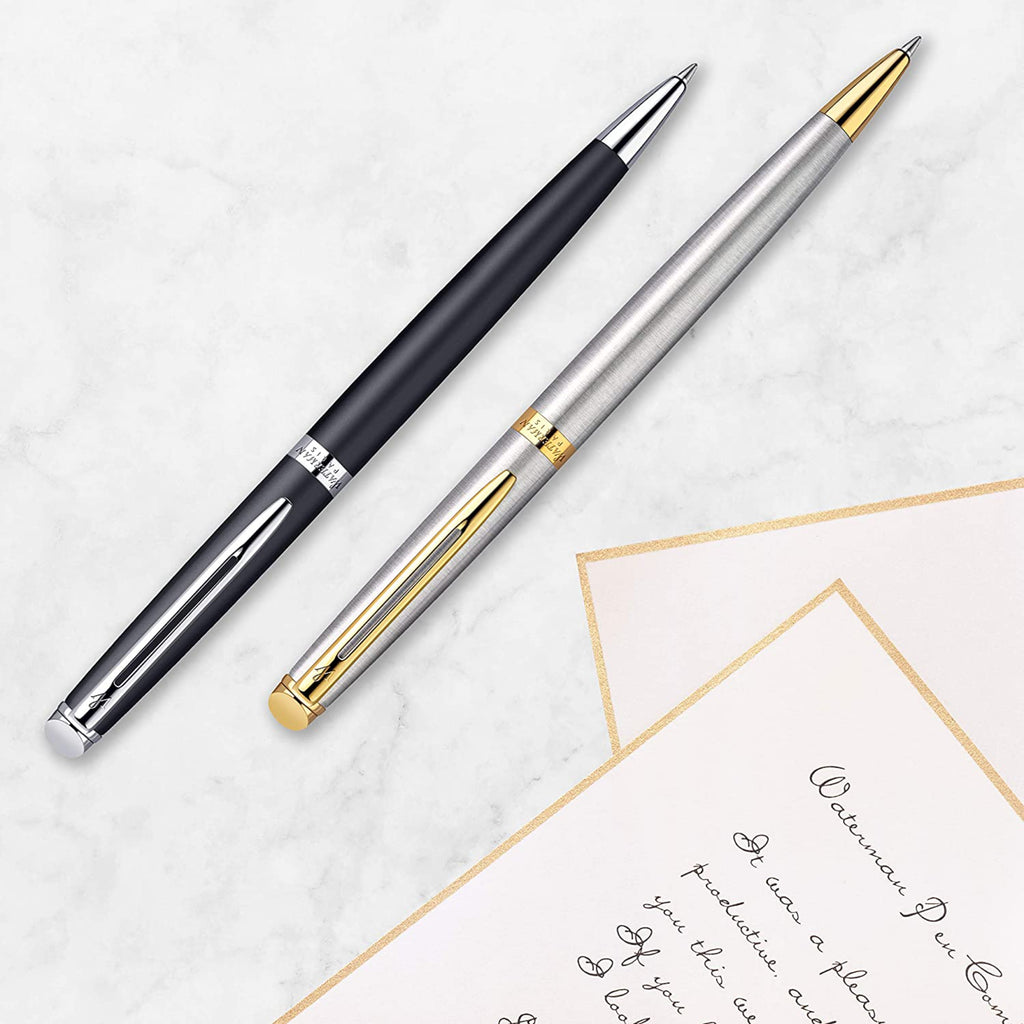 Waterman Hemisphere Stainless Steel Gold Trim Ballpoint Pen