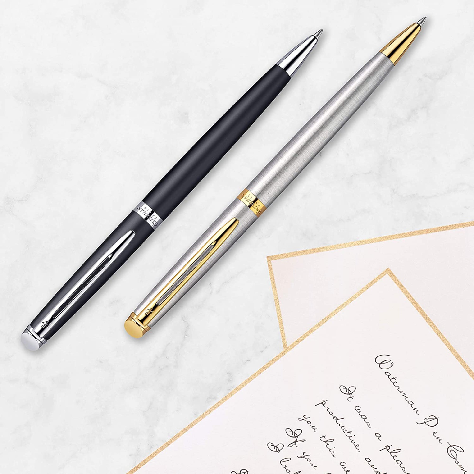 Waterman Hemisphere Stainless Steel Gold Trim Ballpoint Pen
