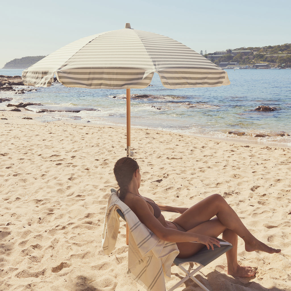 Sunnylife Compact Beach Umbrella - Sea Sage Stripe