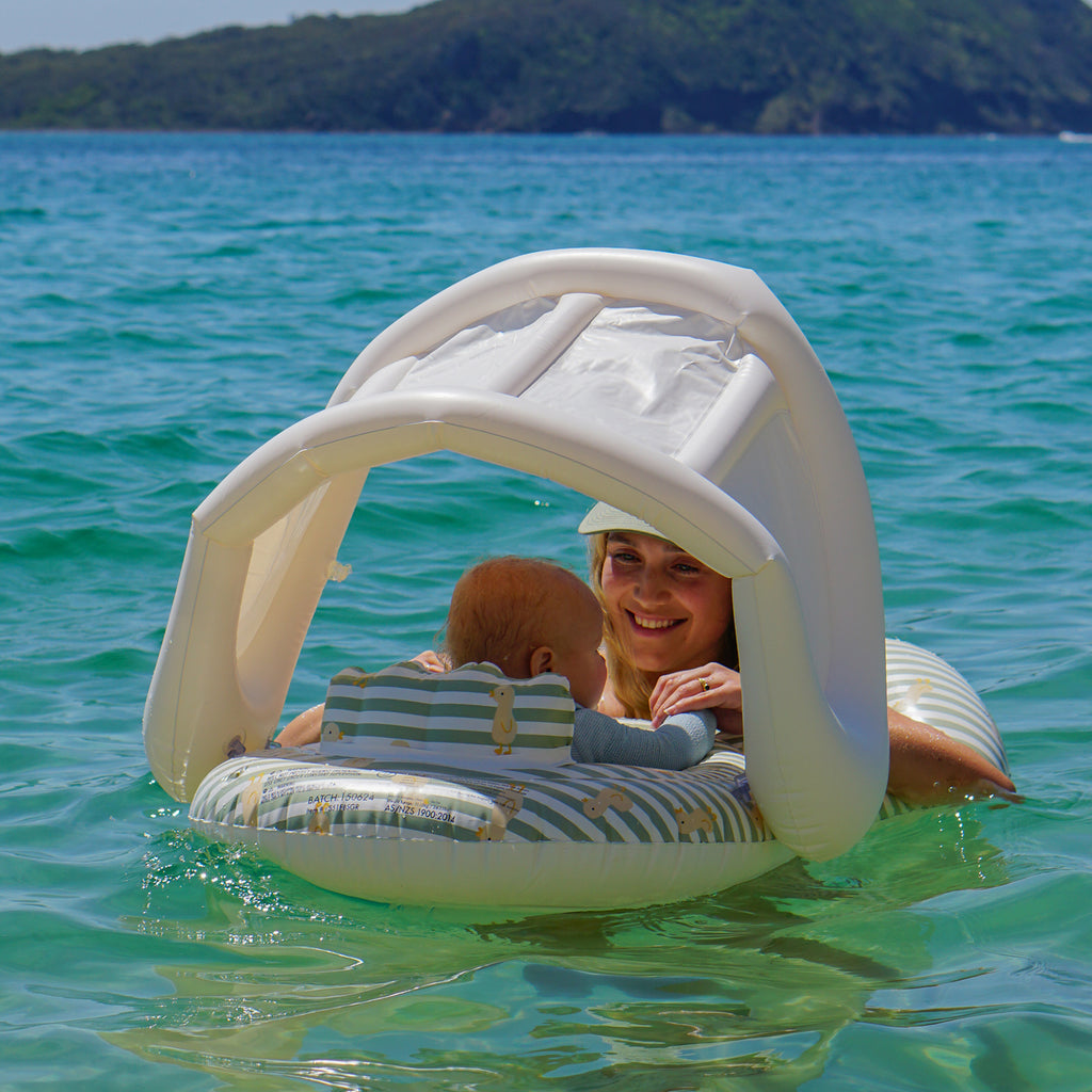 Sunnylife Float Together Baby Seat Duck - Sage Stripe
