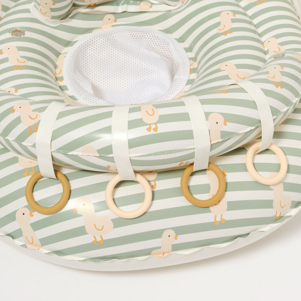 Sunnylife Interactive Baby Float Duck - Sage Stripe