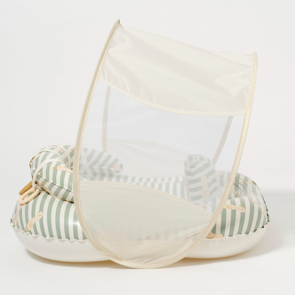 Sunnylife Interactive Baby Float Duck - Sage Stripe