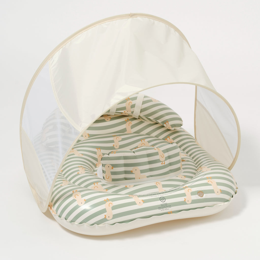 Sunnylife Interactive Baby Float Duck - Sage Stripe