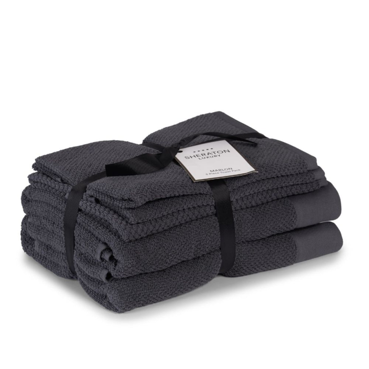 Sheraton Luxury Marlon 5 Piece Towel Pack - Charcoal