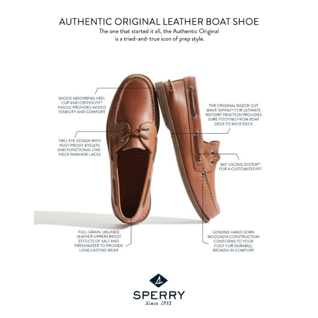 Sperry Men's Authentic Original 2-Eye Wide Boat Shoe Size 10 - Sahara