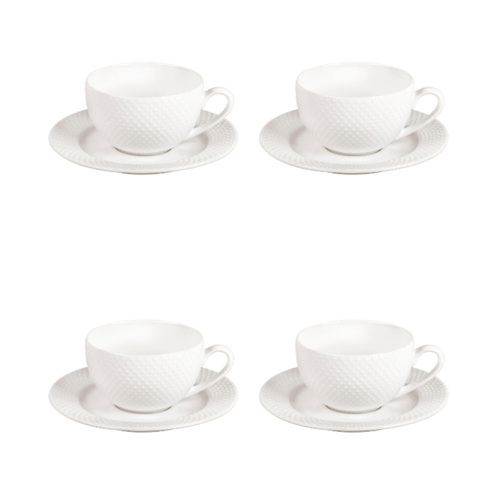 Shervin Verkil Prominence 4-piece Cup & Saucer Set - White