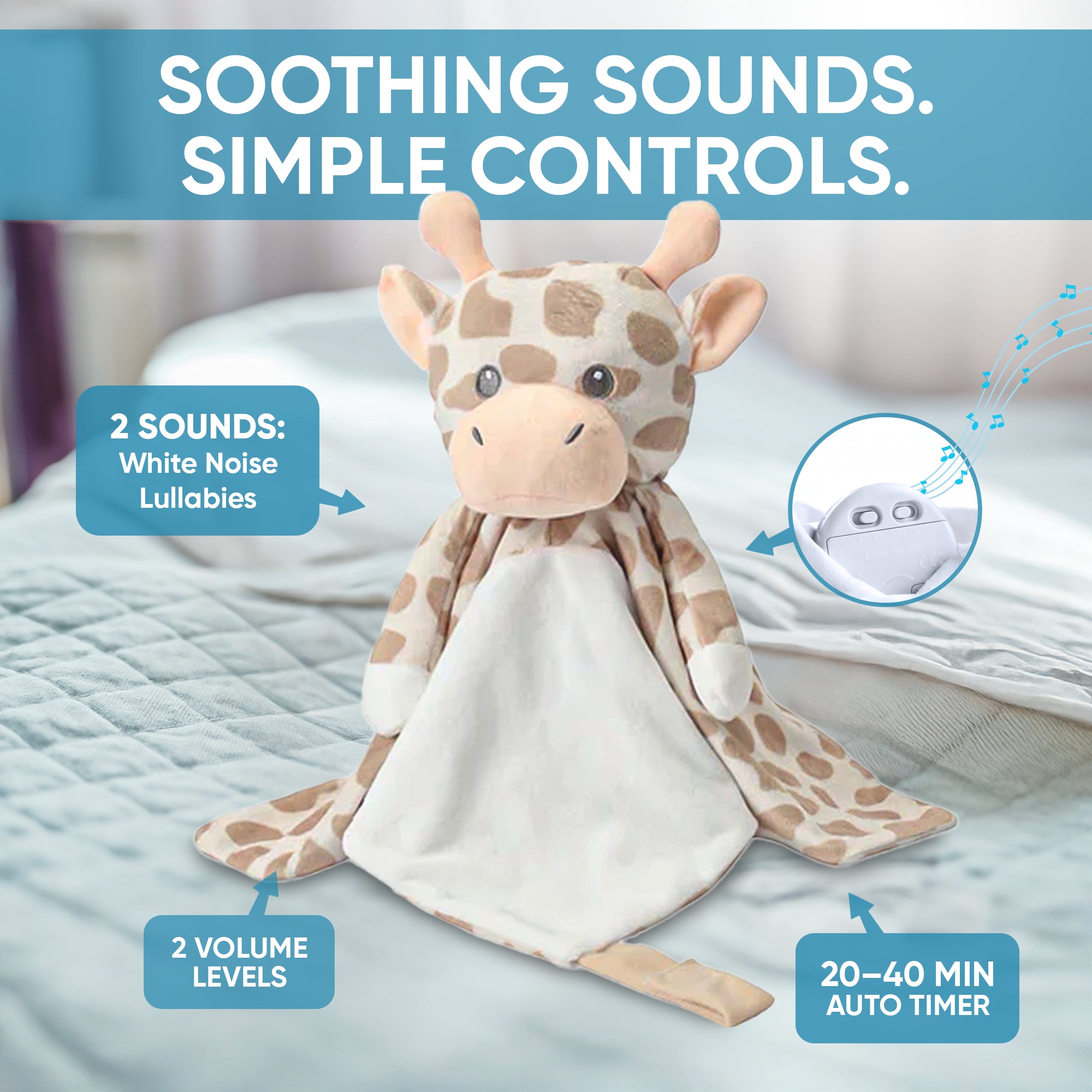Love By Emi Light Giraffe Musical Comforter - Beige