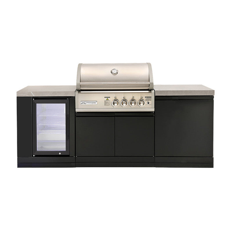 Crossray 4 Burner BBQ Compact  Outdoor Kitchen with Single Fridge