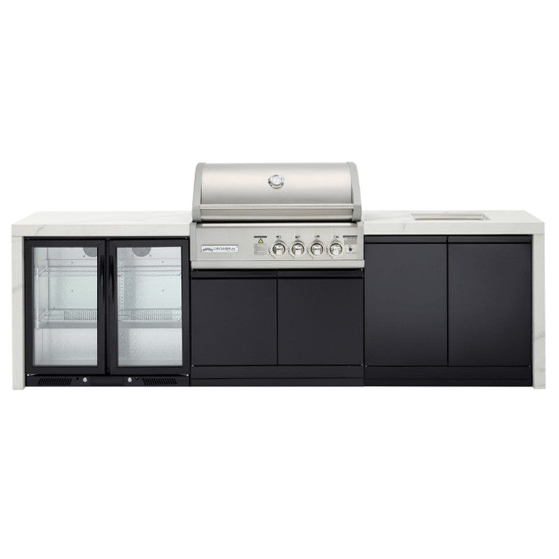 Crossray 4 Burner BBQ Premium Gas Outdoor Kitchen with Double Fridge