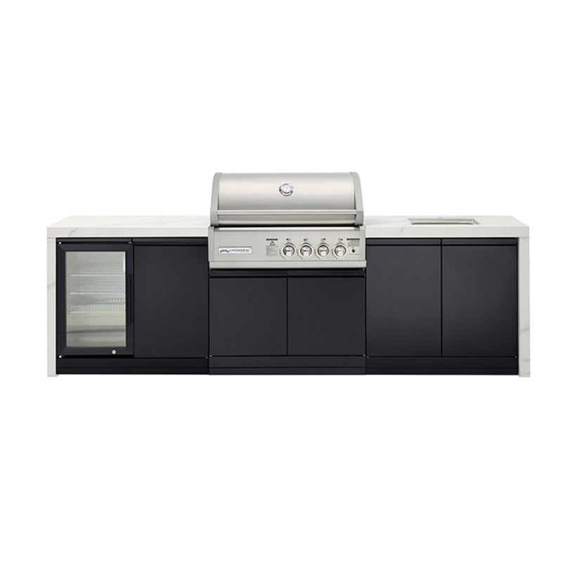 Crossray 4 Burner BBQ Premium Gas Outdoor Kitchen with Single Fridge