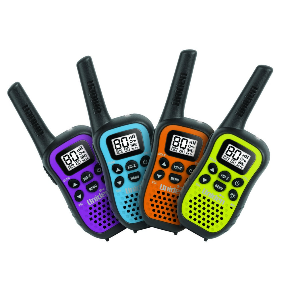 Uniden 80 Channel Handheld Radio with Kid Zone x4 "?? Colour Pack