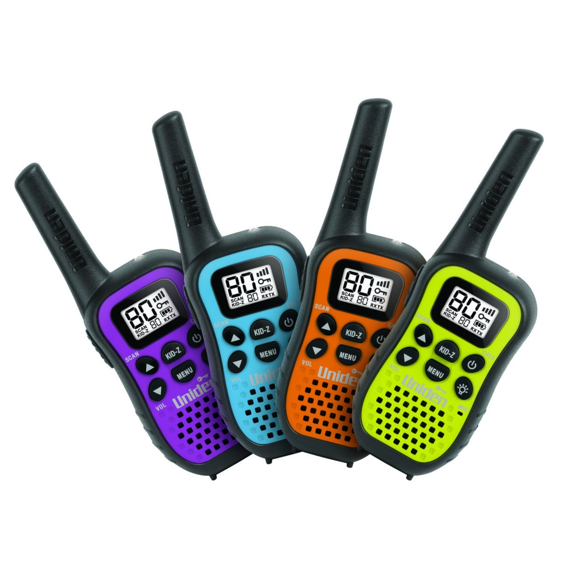 Uniden 80 Channel Handheld Radio with Kid Zone x4 "?? Colour Pack