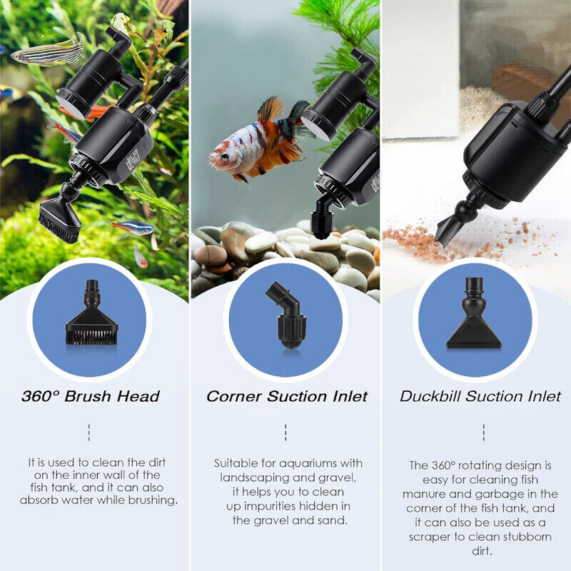AQQA Aquarium Rechargeable Gravel Cleaner Kit - Black