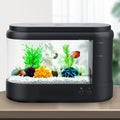 AQQA Small Betta Fish Tank with LED Light - Black