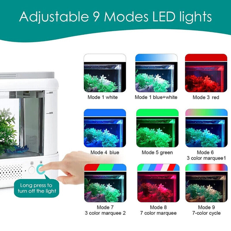 Hygger Small Betta Fish Tank with LED Light - AQ030-White