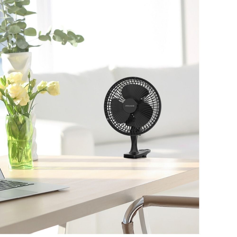 Heller 15cm Desk/Clip 15W 2 Speed Fan/Tilt/Air Cooling/Cooler Black