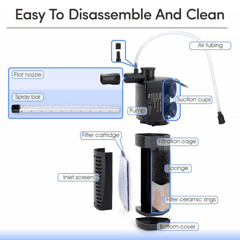 Hygger Medium Internal Aquarium Canister Filter - Black