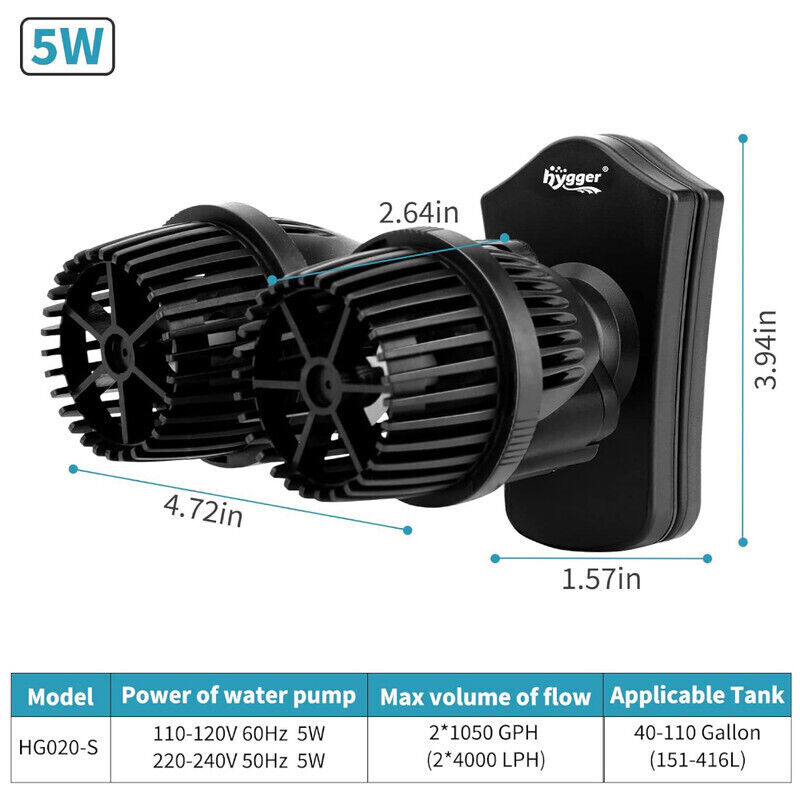 Hygger Double Head Wave Maker with Double Powerhead Pump 5W