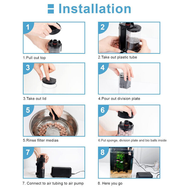 Hygger Aquarium Small Internal Filter - Black