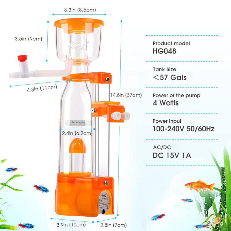 Hygger Internal Mini Protein Skimmer - Orange