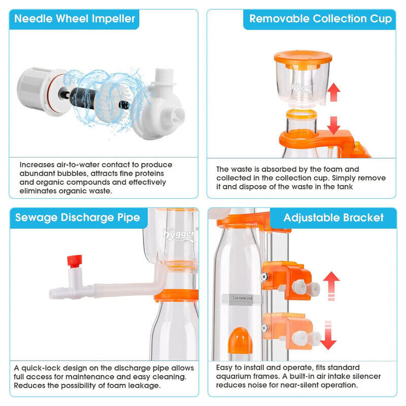 Hygger Internal Mini Protein Skimmer - Orange