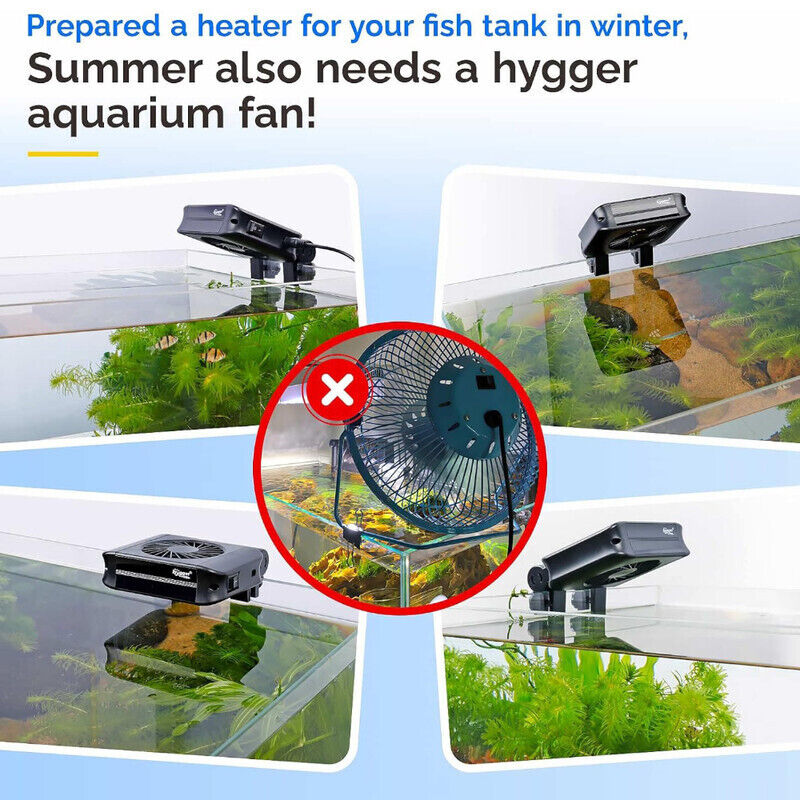 Hygger Aquarium Chiller Cooling Fan 3 Fan Head - Black