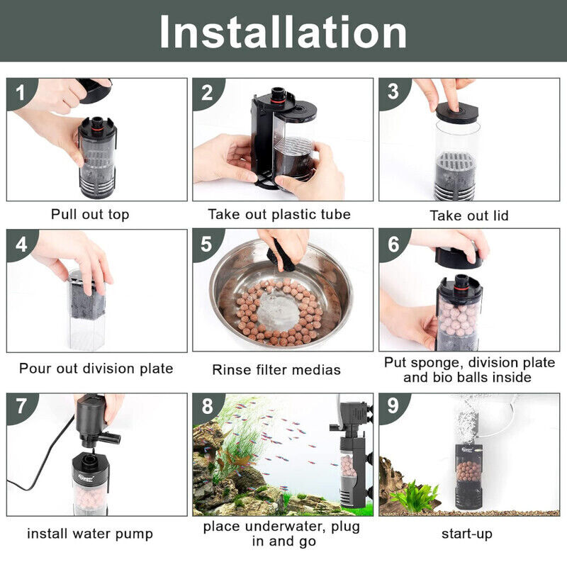 Hygger Aquarium Internal Filter Pump - Black