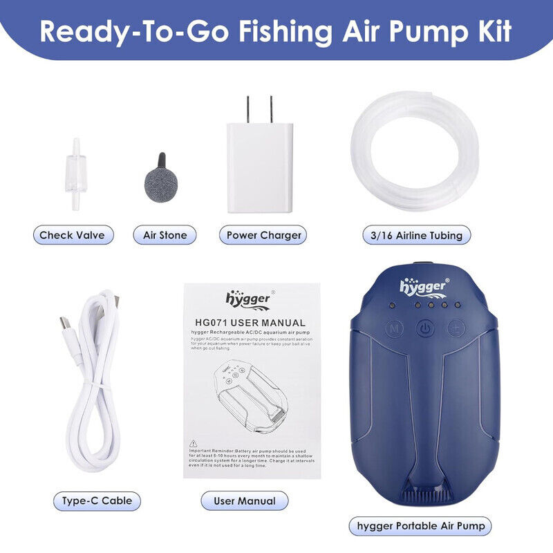 Hygger Rechargeable Air Pump Kit 3W - Blue