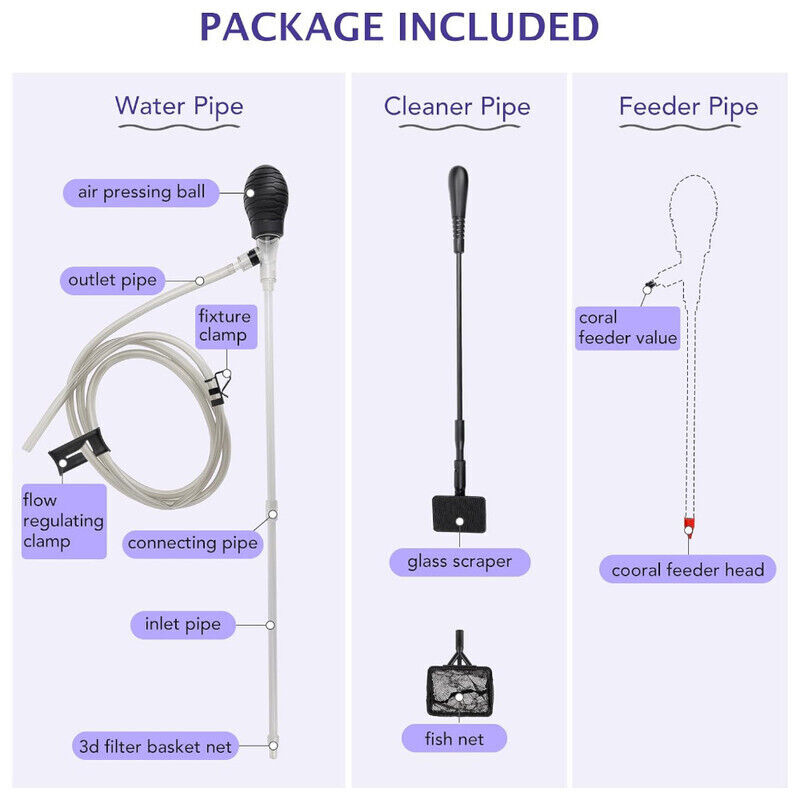 Hygger Aquarium Siphon Coral Feeder Kit - Black