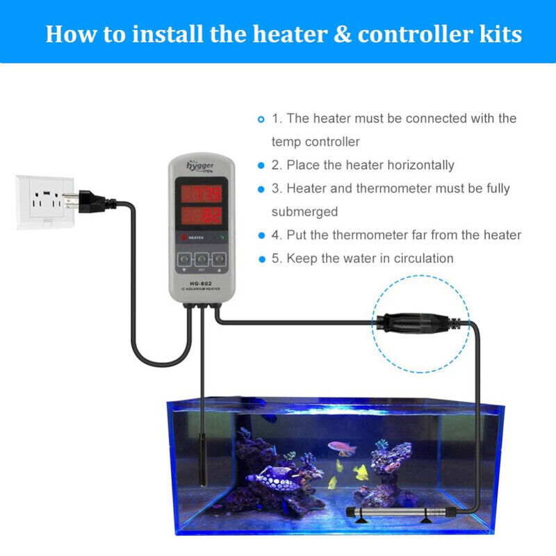 Hygger Titanium Aquarium Heater for Salt Water 100W - Silver
