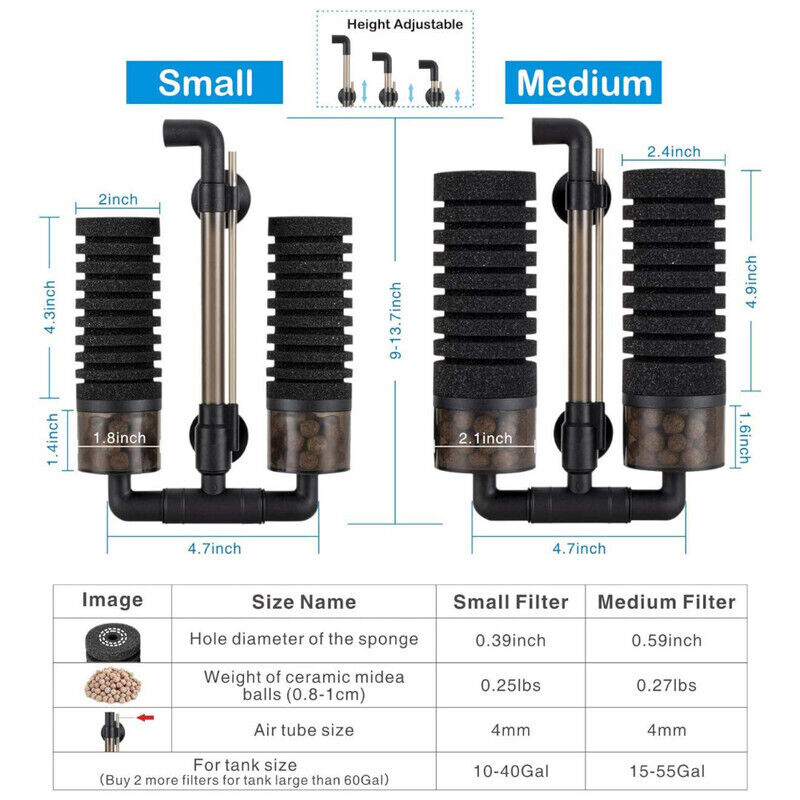 Hygger Aquarium Double Sponge Filter - Small