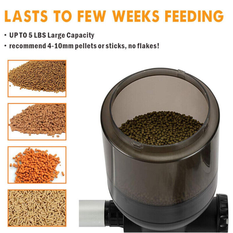 Hygger Automatic Pond Fish Feeder - Black