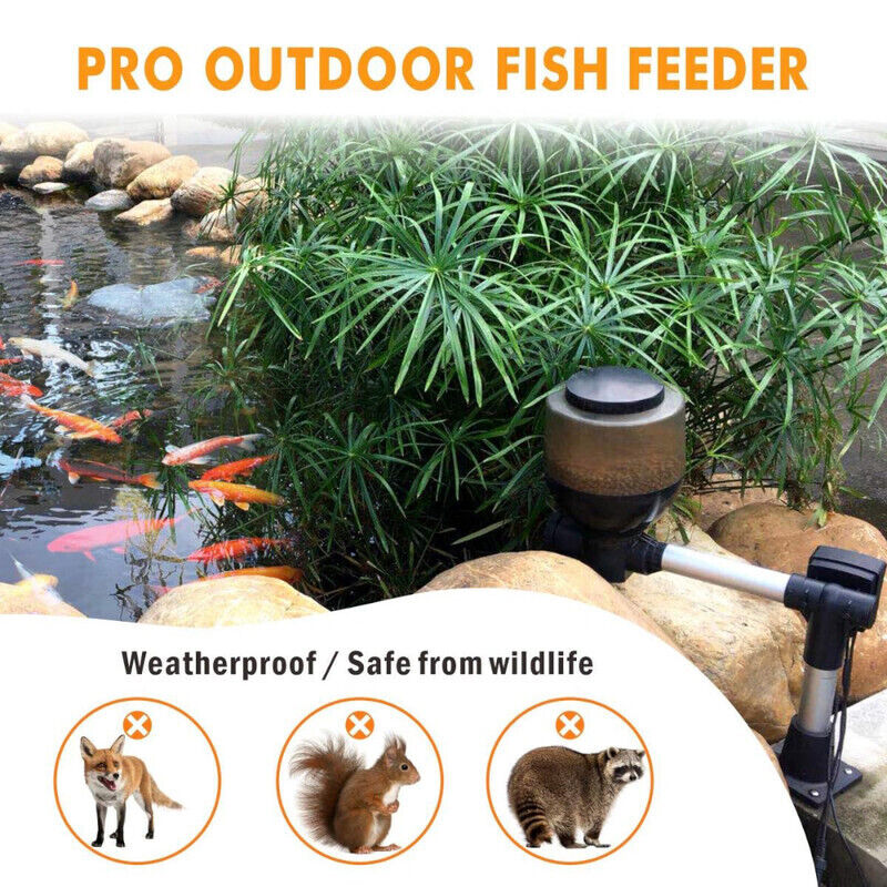 Hygger Automatic Pond Fish Feeder - Black