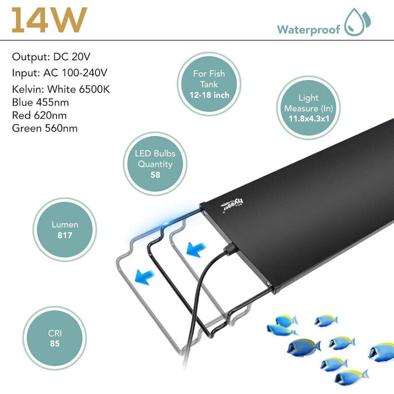 Hygger LED Fish Tank Lights 42W - Black