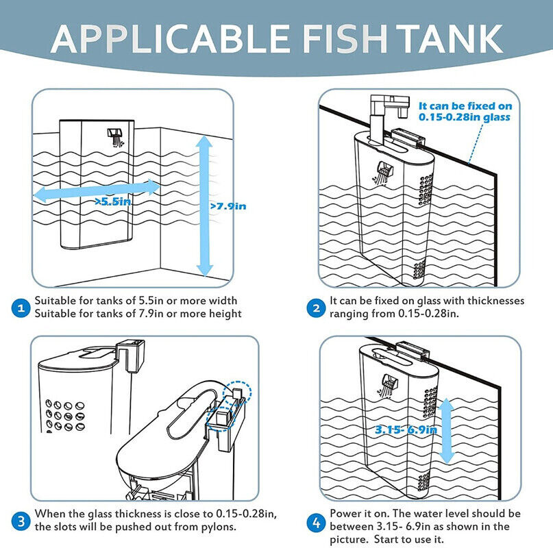 Hygger 3 in 1 Aquarium Internal Filter  - HG-985-Black