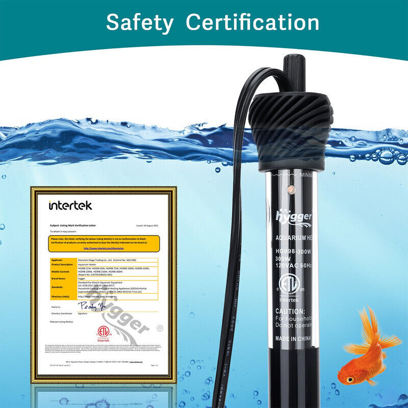 Hygger ETL Certification Aquarium Heater 300W - HG998-300W