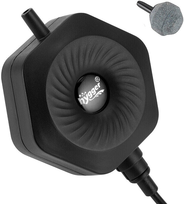 Hygger Mini Glass Oblate Fish Bowl and Hexagon Mini Air Pump - KBHG97175-Black/C