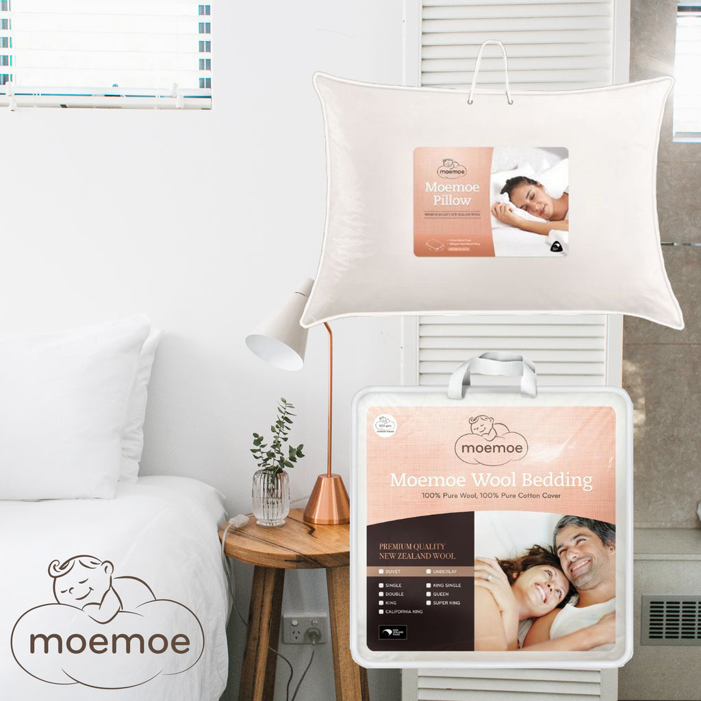 Moemoe 100% New Zealand Wool Duvet Inner - Everyday Weight Queen, With Two Pillo