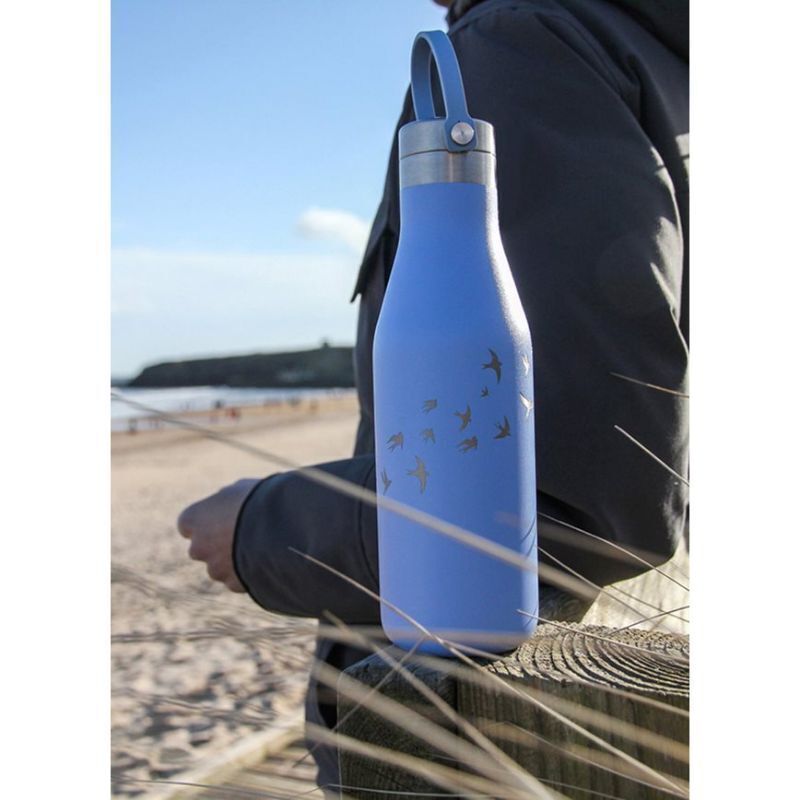 Ohelo Blue Bottle With Etched Swallow 500ml