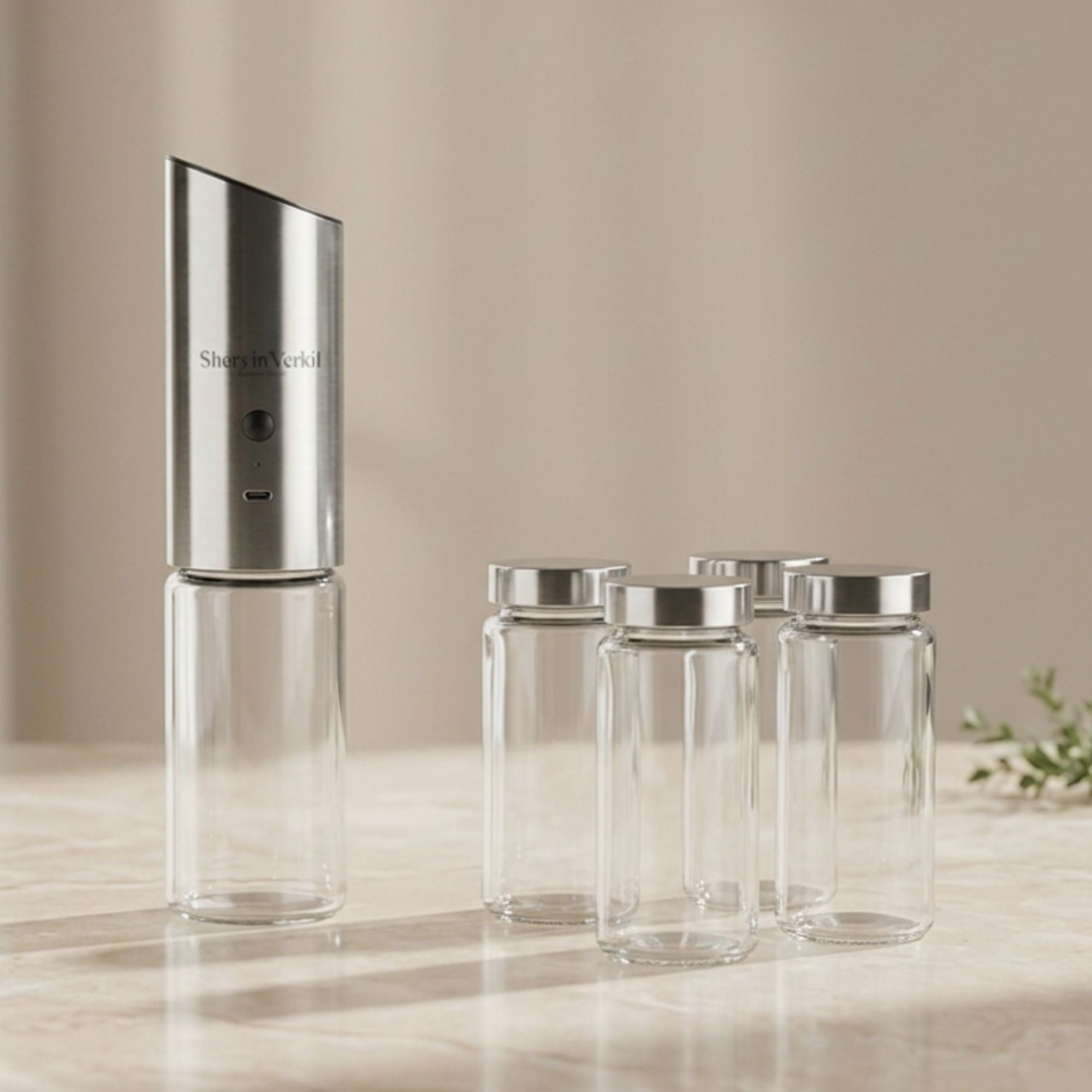 Shervin Verkil Gravity Grinder Glass Jar Set 4Pc - SVGJ01