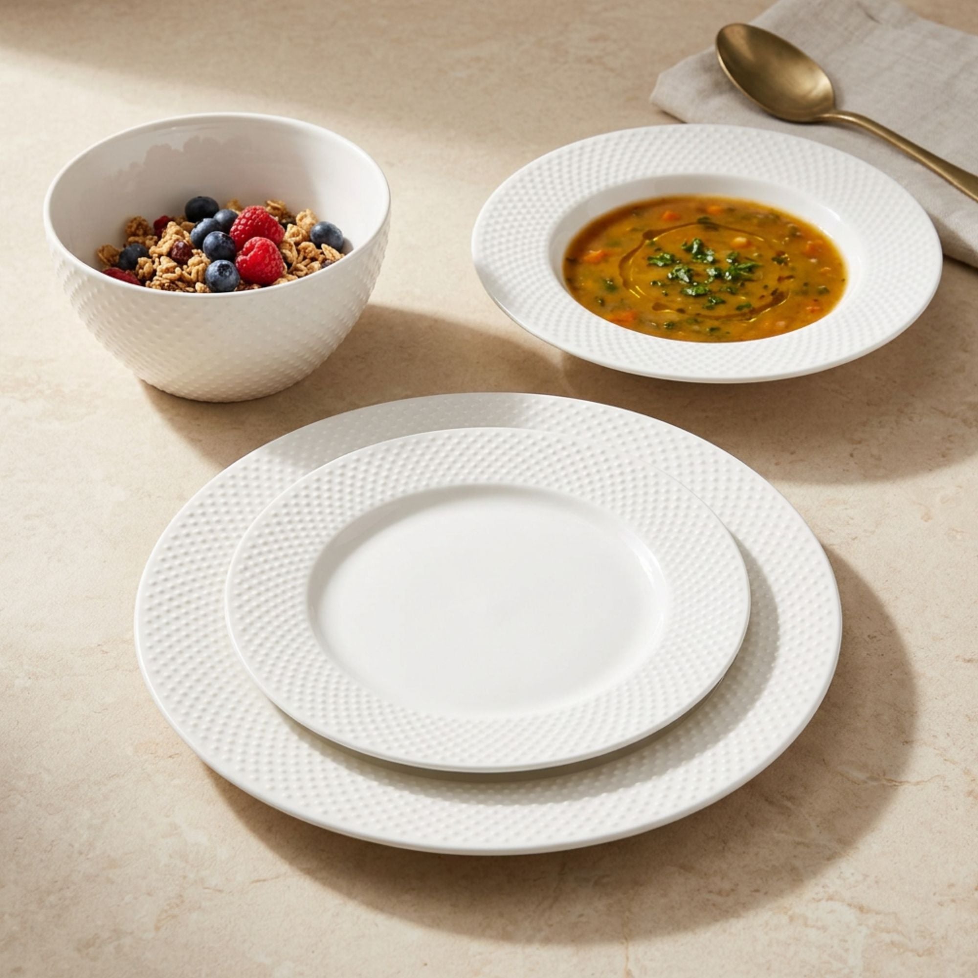 Shervin Verkil Prominence New Bone China 16-piece Dinner Set - White