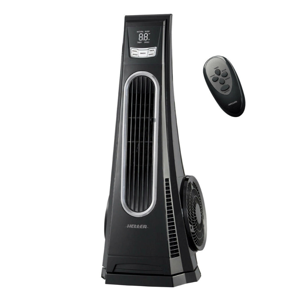 Heller 75cm Turbo Tower Fan with Remote - Black