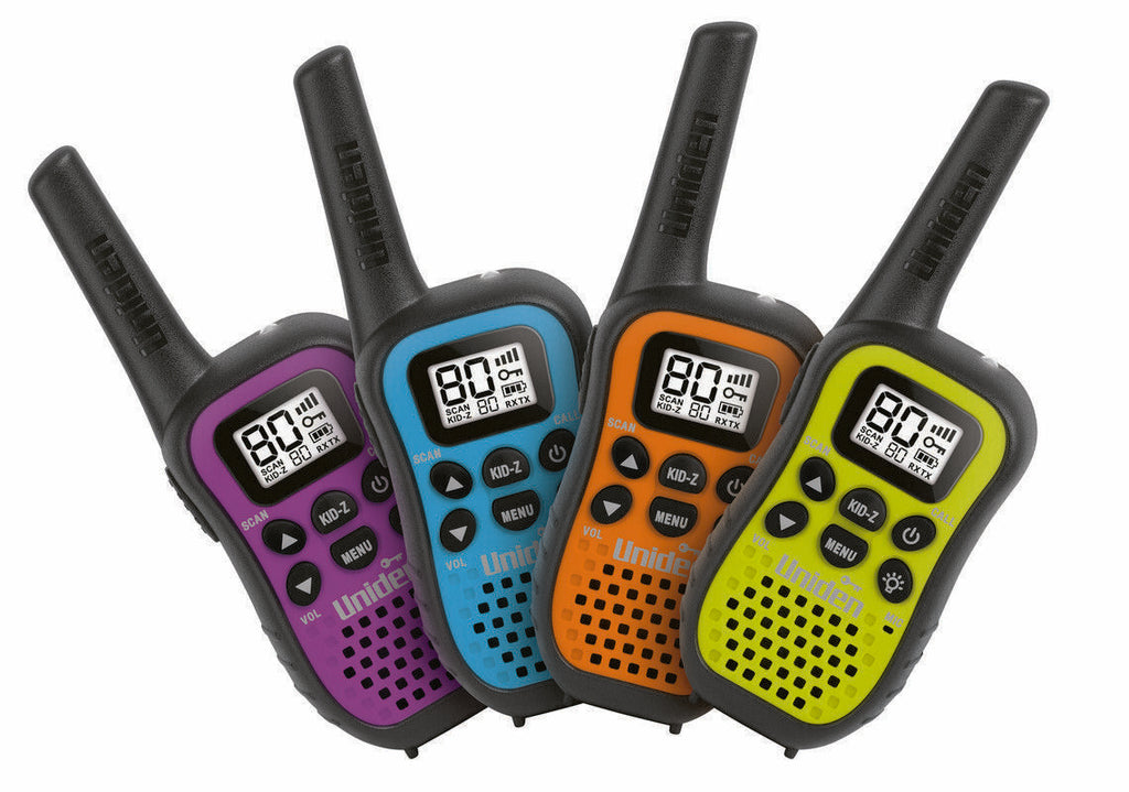 Uniden 80 Channel Handheld Radio with Kid Zone x4 "?? Colour Pack